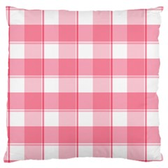 Pink And White Plaids Large Cushion Case (one Side) by ConteMonfrey