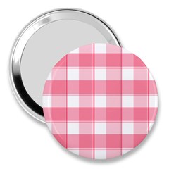 Pink And White Plaids 3  Handbag Mirrors by ConteMonfrey