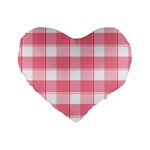 Pink and white plaids Standard 16  Premium Heart Shape Cushions Front