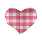 Pink and white plaids Standard 16  Premium Heart Shape Cushions Back