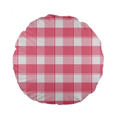 Pink And White Plaids Standard 15  Premium Flano Round Cushions by ConteMonfrey