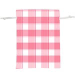 Pink and white plaids  Lightweight Drawstring Pouch (XL) Front