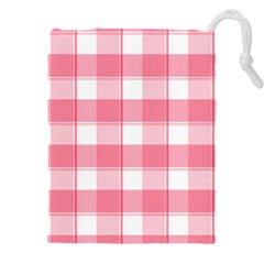 Pink And White Plaids Drawstring Pouch (5xl) by ConteMonfrey