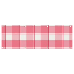 Pink And White Plaids Banner And Sign 9  X 3 