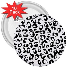 Black And White Leopard Print Jaguar Dots 3  Buttons (10 Pack)  by ConteMonfrey