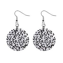 Black And White Leopard Print Jaguar Dots Mini Button Earrings