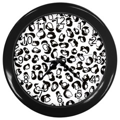 Black And White Leopard Print Jaguar Dots Wall Clock (black) by ConteMonfrey