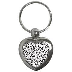 Black And White Leopard Print Jaguar Dots Key Chain (heart) by ConteMonfrey