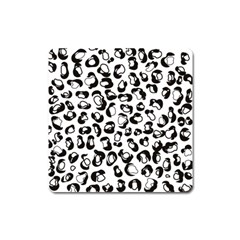 Black And White Leopard Print Jaguar Dots Square Magnet by ConteMonfrey