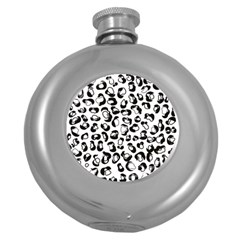 Black And White Leopard Print Jaguar Dots Round Hip Flask (5 Oz) by ConteMonfrey