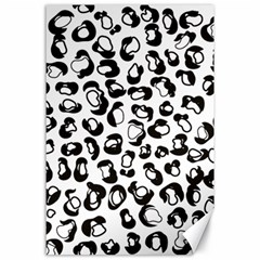 Black And White Leopard Print Jaguar Dots Canvas 24  X 36  by ConteMonfrey