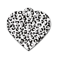 Black And White Leopard Print Jaguar Dots Dog Tag Heart (one Side) by ConteMonfrey