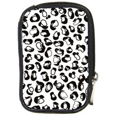 Black And White Leopard Print Jaguar Dots Compact Camera Leather Case by ConteMonfrey