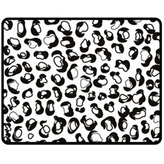 Black And White Leopard Print Jaguar Dots Fleece Blanket (medium)  by ConteMonfrey