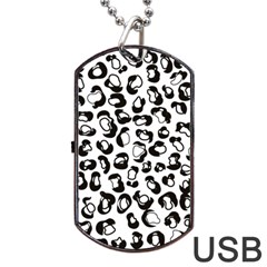 Black And White Leopard Print Jaguar Dots Dog Tag Usb Flash (two Sides) by ConteMonfrey