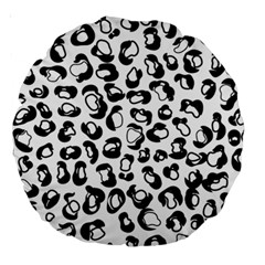 Black And White Leopard Print Jaguar Dots Large 18  Premium Round Cushions by ConteMonfrey