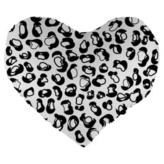 Black And White Leopard Print Jaguar Dots Large 19  Premium Heart Shape Cushions by ConteMonfrey