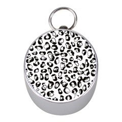 Black And White Leopard Print Jaguar Dots Mini Silver Compasses by ConteMonfrey