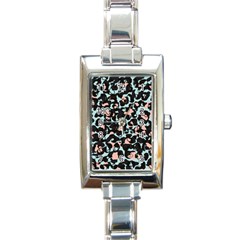 Blue And Pink Jaguar Dots Leopard Black And White Leopard Print Jaguar Dots Rectangle Italian Charm Watch by ConteMonfrey