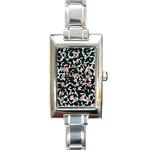 Blue And Pink Jaguar Dots Leopard Black And White Leopard Print Jaguar Dots Rectangle Italian Charm Watch Front