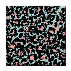 Blue And Pink Jaguar Dots Leopard Black And White Leopard Print Jaguar Dots Tile Coaster by ConteMonfrey