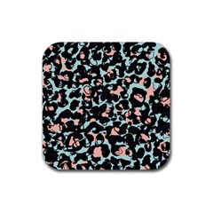 Blue And Pink Jaguar Dots Leopard Black And White Leopard Print Jaguar Dots Rubber Coaster (square) by ConteMonfrey