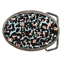 Blue And Pink Jaguar Dots Leopard Black And White Leopard Print Jaguar Dots Belt Buckles by ConteMonfrey