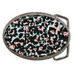 Blue And Pink Jaguar Dots Leopard Black And White Leopard Print Jaguar Dots Belt Buckles Front