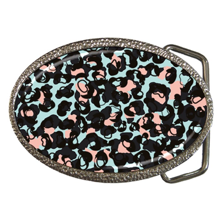 Blue And Pink Jaguar Dots Leopard Black And White Leopard Print Jaguar Dots Belt Buckles