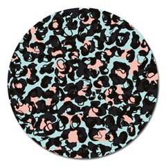 Blue And Pink Jaguar Dots Leopard Black And White Leopard Print Jaguar Dots Magnet 5  (round) by ConteMonfrey