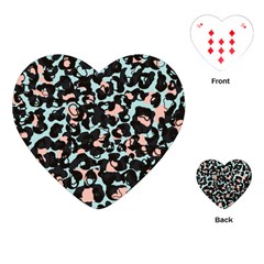 Blue And Pink Jaguar Dots Leopard Black And White Leopard Print Jaguar Dots Playing Cards Single Design (heart) by ConteMonfrey