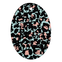 Blue And Pink Jaguar Dots Leopard Black And White Leopard Print Jaguar Dots Oval Ornament (two Sides) by ConteMonfrey