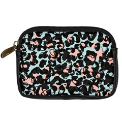 Blue And Pink Jaguar Dots Leopard Black And White Leopard Print Jaguar Dots Digital Camera Leather Case by ConteMonfrey