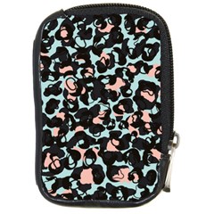 Blue And Pink Jaguar Dots Leopard Black And White Leopard Print Jaguar Dots Compact Camera Leather Case by ConteMonfrey