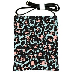 Blue And Pink Jaguar Dots Leopard Black And White Leopard Print Jaguar Dots Shoulder Sling Bag by ConteMonfrey