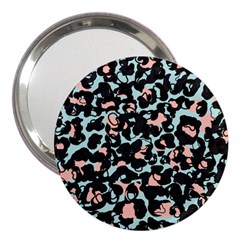 Blue And Pink Jaguar Dots Leopard Black And White Leopard Print Jaguar Dots 3  Handbag Mirrors by ConteMonfrey