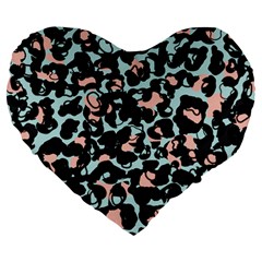 Blue And Pink Jaguar Dots Leopard Black And White Leopard Print Jaguar Dots Large 19  Premium Flano Heart Shape Cushions by ConteMonfrey