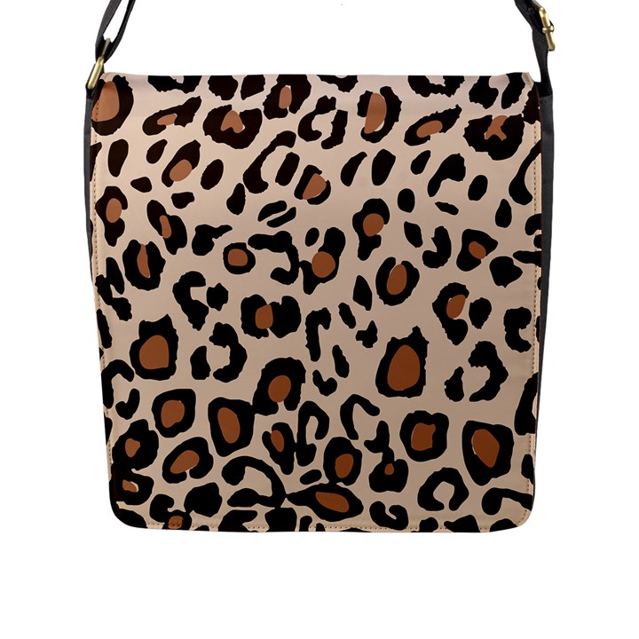 Leopard Jaguar Dots Flap Closure Messenger Bag (L)