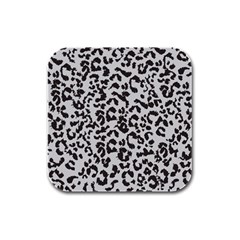 Grey And Black Jaguar Dots Rubber Square Coaster (4 Pack) by ConteMonfrey