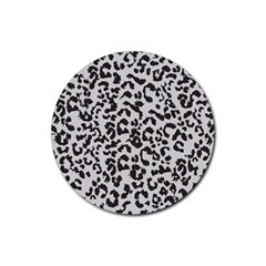 Grey And Black Jaguar Dots Rubber Coaster (round) by ConteMonfrey