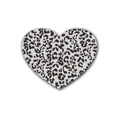 Grey And Black Jaguar Dots Rubber Coaster (heart) by ConteMonfrey