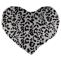 Grey And Black Jaguar Dots Large 19  Premium Heart Shape Cushions by ConteMonfrey