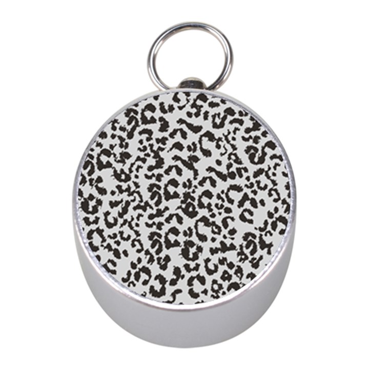 Grey And Black Jaguar Dots Mini Silver Compasses