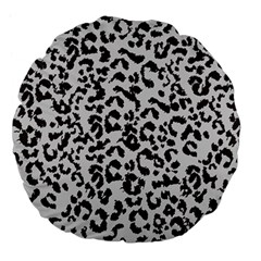 Grey And Black Jaguar Dots Large 18  Premium Flano Round Cushions by ConteMonfrey