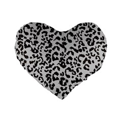 Grey And Black Jaguar Dots Standard 16  Premium Flano Heart Shape Cushions by ConteMonfrey