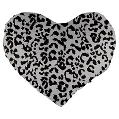 Grey And Black Jaguar Dots Large 19  Premium Flano Heart Shape Cushions by ConteMonfrey