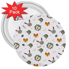 Rabbit, Lions And Nuts  3  Buttons (10 Pack)  by ConteMonfrey