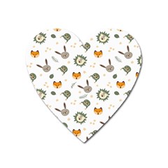 Rabbit, Lions And Nuts  Heart Magnet by ConteMonfrey