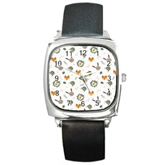 Rabbit, Lions And Nuts  Square Metal Watch by ConteMonfrey