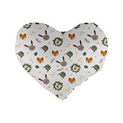 Rabbit, Lions And Nuts  Standard 16  Premium Heart Shape Cushions by ConteMonfrey